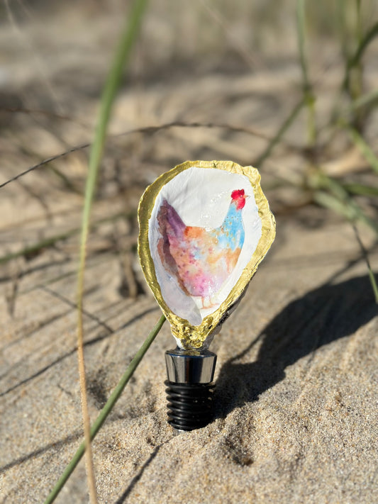 The Chicks Dig It Oyster Shell Wine Stopper