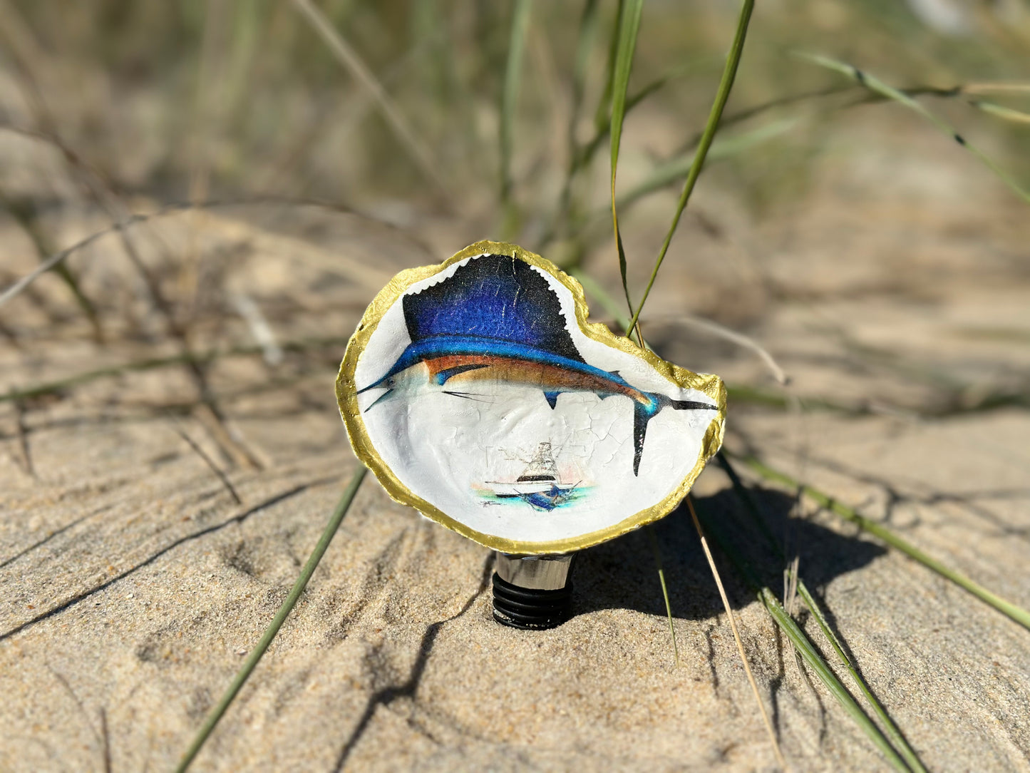 Sailfish Stunna' Oyster Shell Ornament