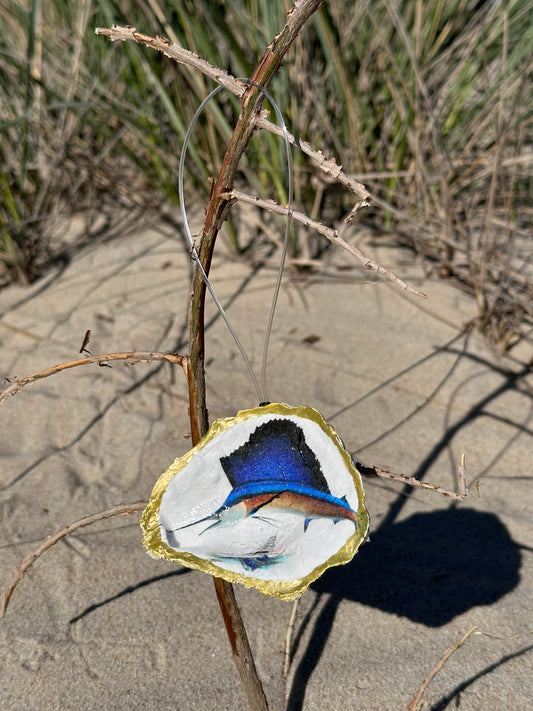 Sailfish Stunna' Oyster Shell Ornament