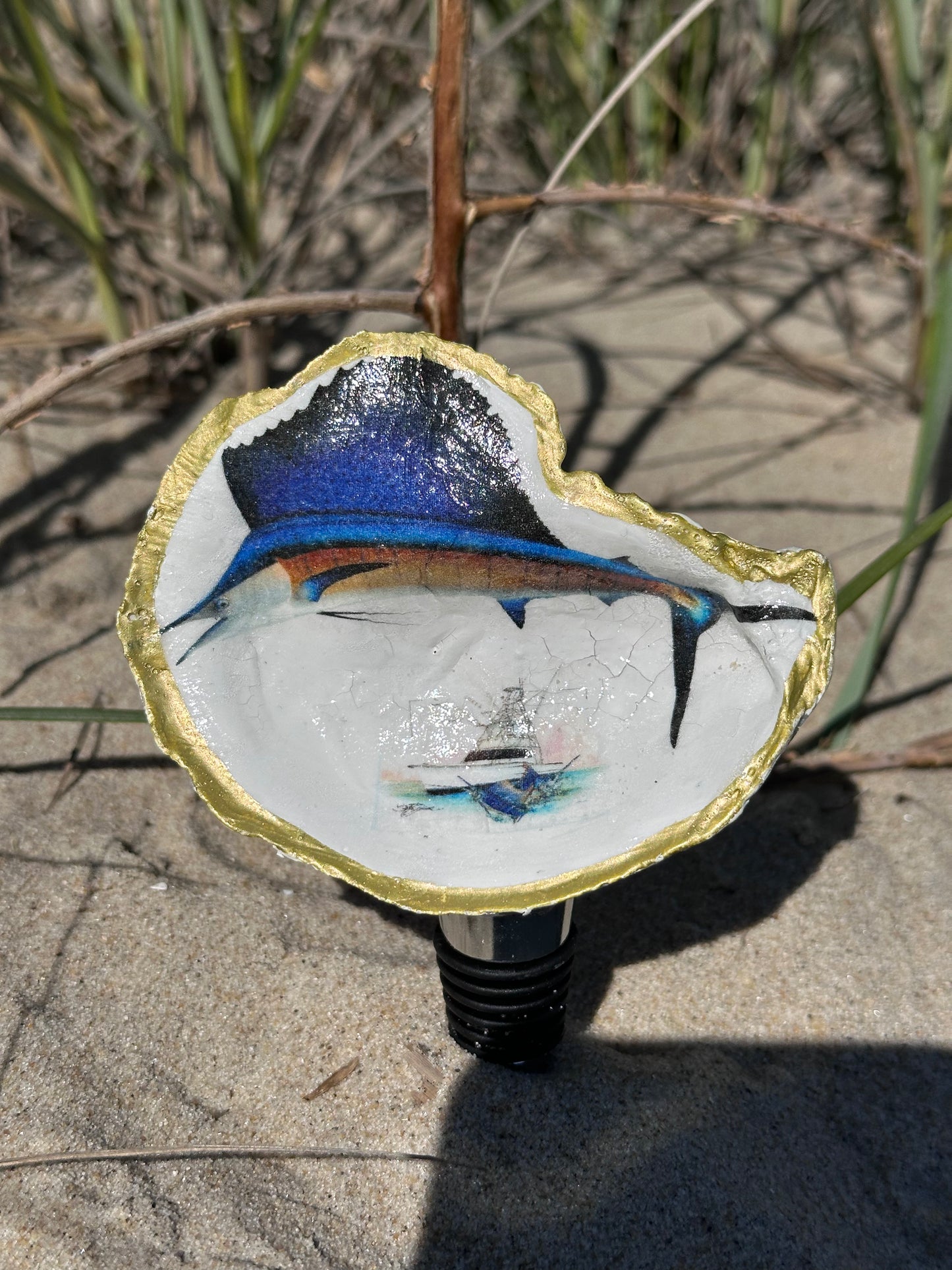 Custom Oyster Shell Wine Stopper