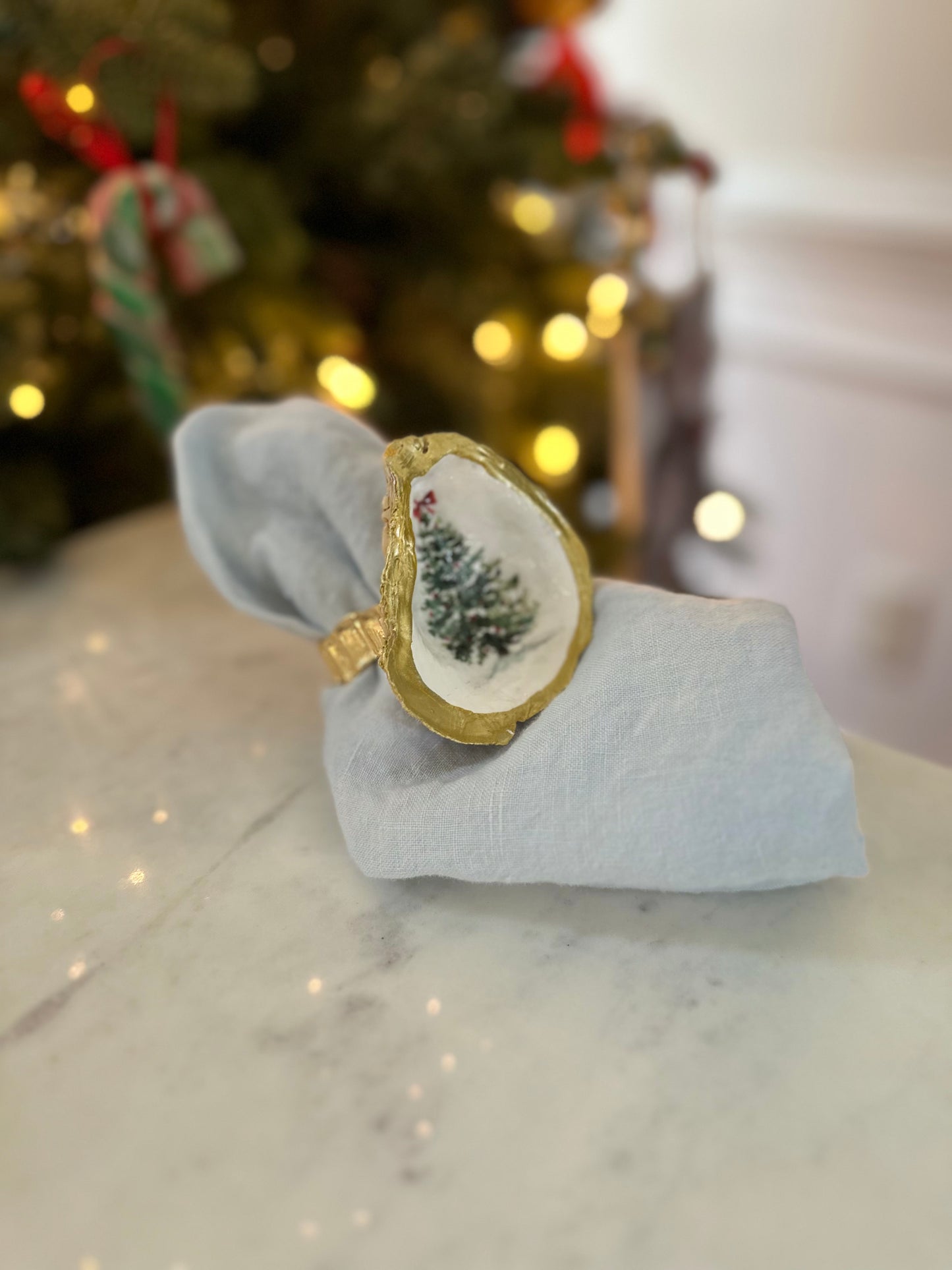 Oh Christams Tree Oyster Shell Napkin Ring